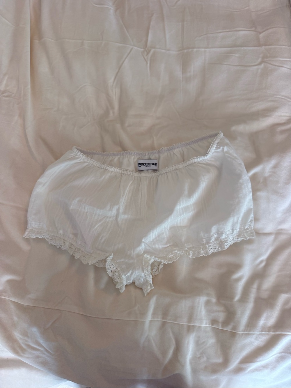 Princess Polly White Lace-Trim Sleep Shorts
